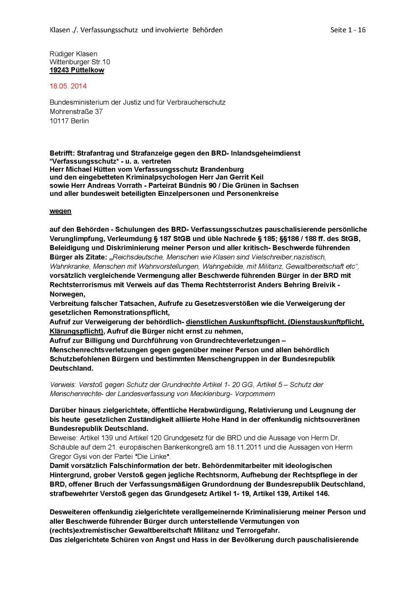 Strafanzeige Bundesministerium der Justiz Seite 01